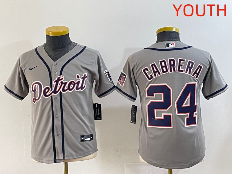 Youth 2025 Detroit Tigers #24 Cabrera Grey Game Nike MLB Jersey style 1->youth mlb jersey->Youth Jersey